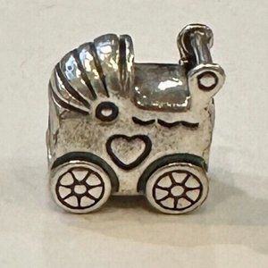 Authentic PANDORA Baby Carriage Buggy Stroller Sterling Silver #790346